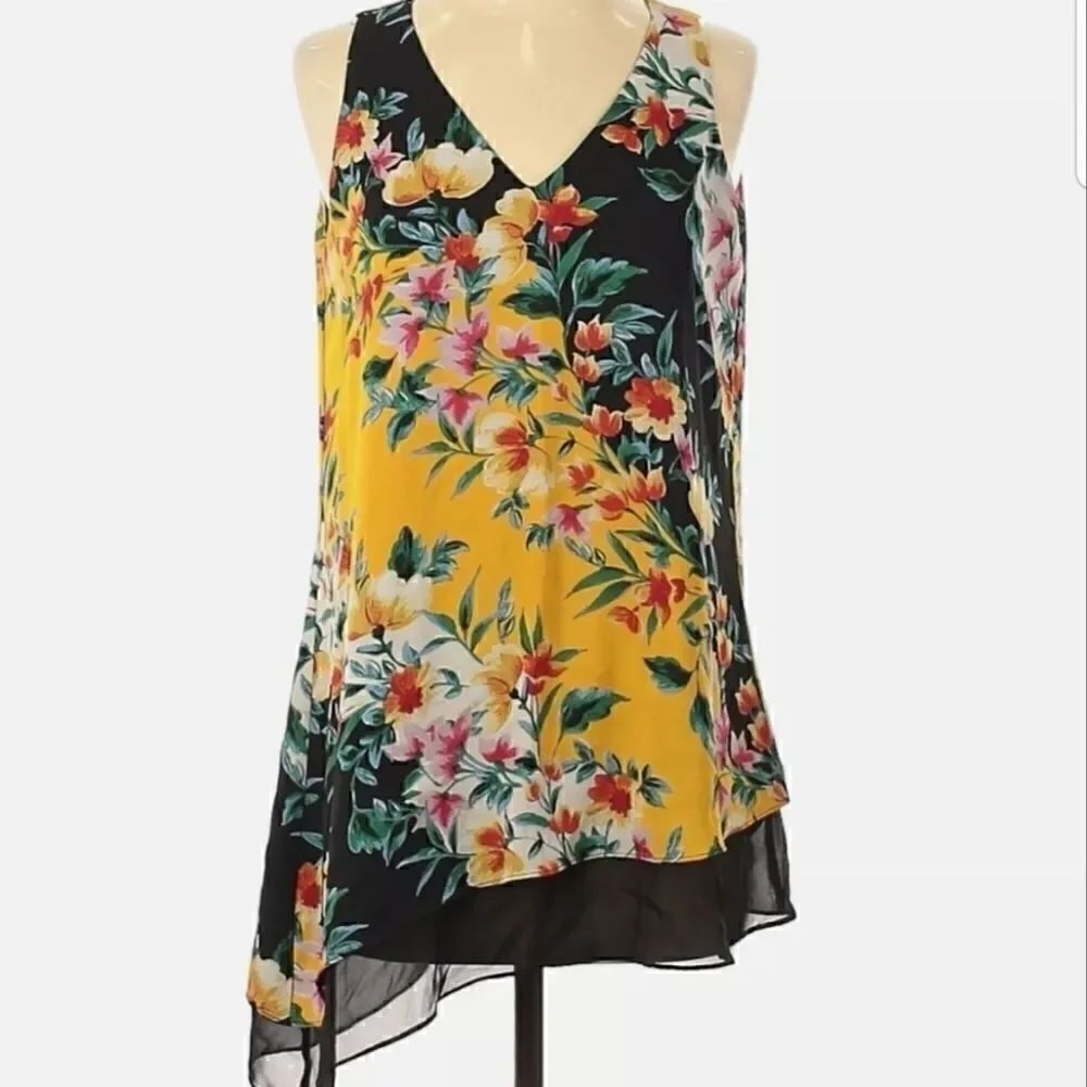 ZAC AND RACHEL SLEVELESS ANGLED FLORAL BLOUSE SZS